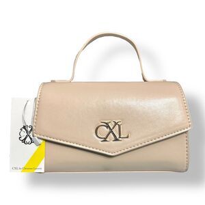 New CXL by Christian Lacroix Laine Panna Cotta Beige Matte Patent‎ Crossbody Bag